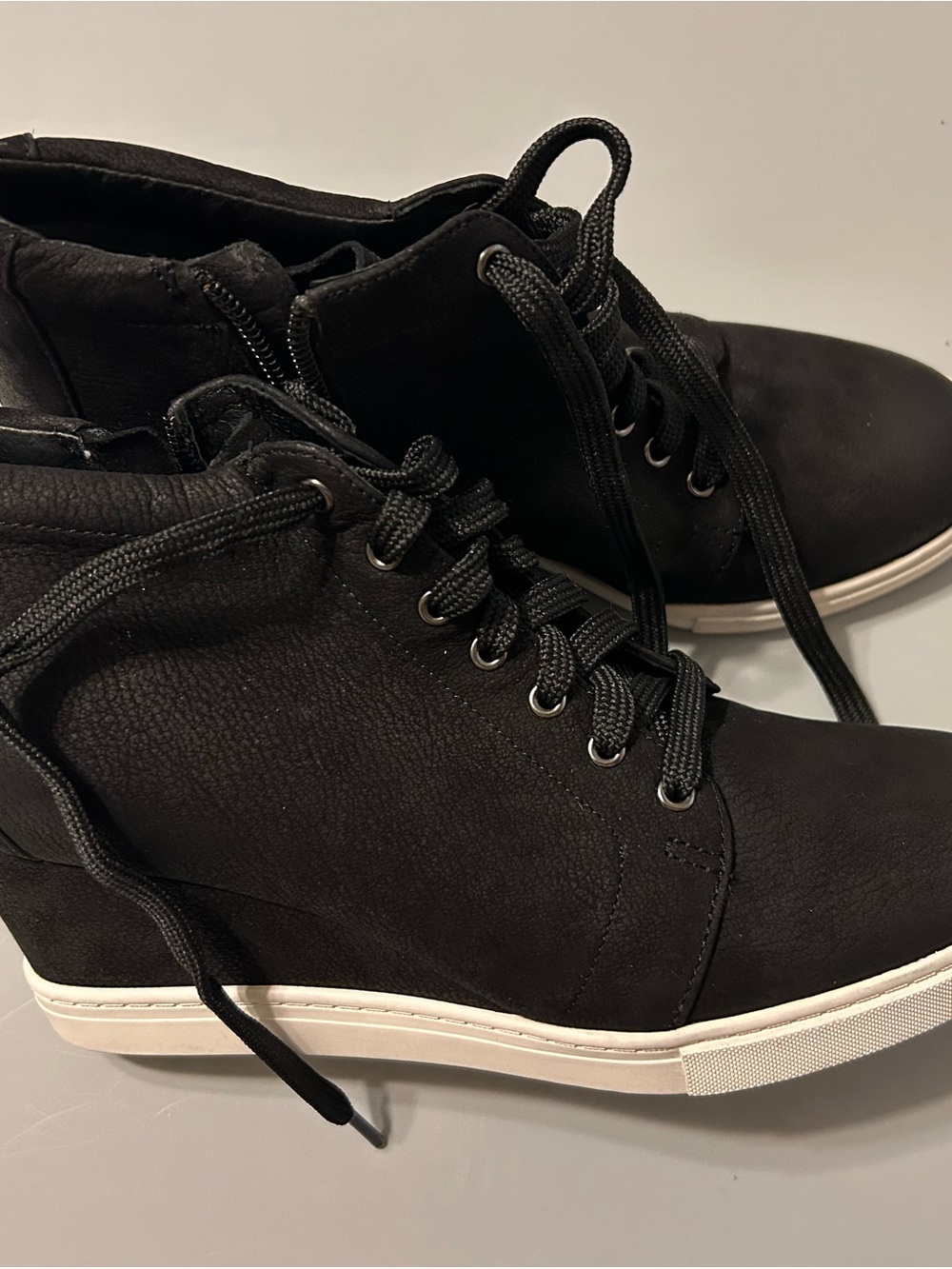 Caslon Black Lace-Up Wedge Sneakers with White Platform
